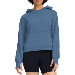 Womens Cropped Hoodies Mock Neck Sweatshirts Fall Fleece Lined Pullover with Thumb Hole 2024 Winter Clothes