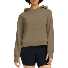 Womens Cropped Hoodies Mock Neck Sweatshirts Fall Fleece Lined Pullover with Thumb Hole 2024 Winter Clothes