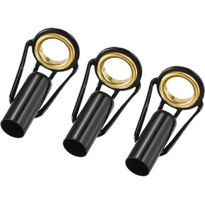3 Pack Fishing Rod Tips Repair Kit - Stainless Steel Ring Guide Replacement, Corrosion-Resistant, Apply to Fishing Rod (6mm Tube Dia, Black)