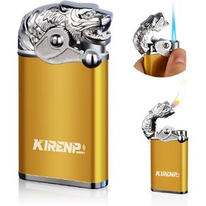 Rocker Tiger Torch Lighter, with Jet & Soft Flame 2-in-1, Fancy Gifts for Birthday, Dual Flame Metal Cool Lighter for Cigar, Portable Windproof Butane Refillable Lighters for Smoking, Candle, Outdoors