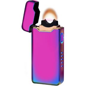 Electric Lighter USB Rechargeable Plasma Arc Lighter, High Power Flame Torch Lighter Windproof with LED Battery Indication for Candle, Incense, Camping Gifts (Black)