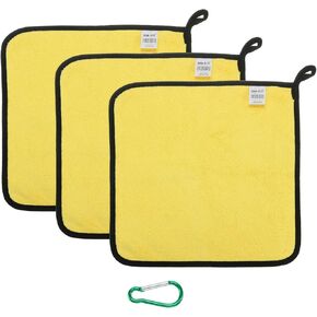 PATIKIL Fishing Towel with Clips, 3 Pack Plush Microfiber Nap Fabric Fisherman Gift Thickened Double Layer Fishing Cleaning Towel for Fishing Scrubbing Boats and Rods, Grey Blue