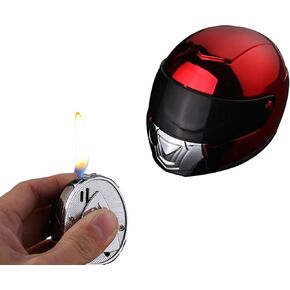 Butane Lighter, Lighters for Men, Lighters for Candle, Creative Helmet Lighter, Flameless Lighter, Unique Lighters, Refillable Lighters, Cute Lighters, Gifts for Men(No Gas) (Black)