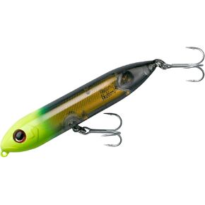 Heddon Super Spook Topwater Fishing Lure for Saltwater and Freshwater, Black/Chartreuse Gold Insert, Super Spook Jr (1/2 oz)