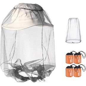 PHOGARY 4 Pack Mosquito Head Net Mesh Protective Cover, Soft Durable Heavy-Duty Fly Gnats Screen Protection for Any Outdoor Lover, Hat Net mesh with Carry Bag