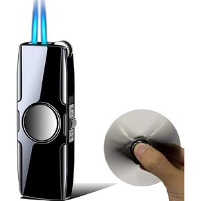 Windproof Lighter Jet Torch Lighter Metal Cool Design Jet Flame Gas Butane Refill,for Festival,Birthday, Candle, Gifts for Men,Package without gas (black)