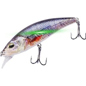 Electric Twitching Jerkbait USB Rechargeable LED Lighted Wobbler Luminous Vibrating Minnow Bait, Long Casting Flashing Bass Fishing Lures for Freshwater Saltwater, Night Fishing