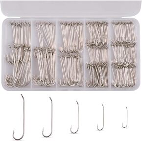 Fly Tying Hooks Kit, Aberdeen Hooks Dry Fly Fishing Hooks Long Shank Streamer Fly Hooks High Carbon Steel Dry Wet Nymph Fly Pupa & Larva Jig Hook Fishing Tackle Box