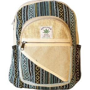 Blue small hemp and cotton backpack, hippie backpack (BAG-003-SM) in Saudi Arabia