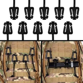 IronSeals 10 Pack Triangle Shape Tactical Gear Clip Backpack Webbing Attachments for 1 inch Molle Webbing