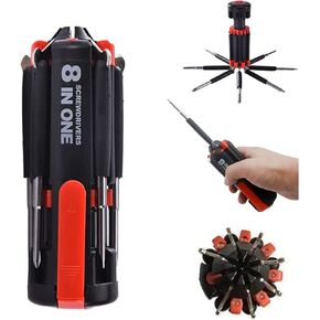 8 in 1 Screwdrivers with Worklight and Flashlight, Multifunctional Screwdriver for Home Kitchen Car, Portable General Professional Screwdriver Set,Without batteries