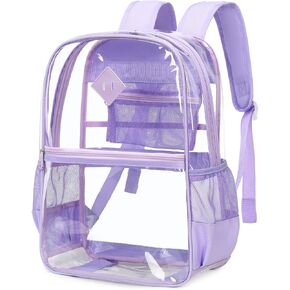 Clear Backpack PVC Waterproof Transparent Backpack, Heavy Duty See Through Backpack for Girls Boys Women Men Black