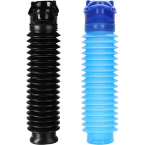 Emergency Urinal for Kids Adult Portable Reusable Outdoor Urinal Potty Pee Bottle, Outdoor Shrinkable Urinal for Travel, Camping, Hiking, Traffic Jam and Queuing-2 Pack 750ml Black and Blue