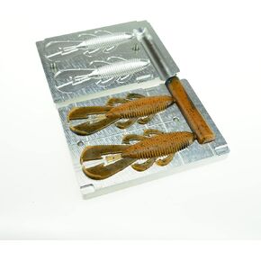 Soft Plastiс Mold Lure Making Injection Molds Fishing Lures Two Cavity Bandito Bug 4" (Aluminium)