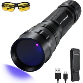 DARKBEAM UV Flashlight 365 nm Light Blacklight, Mini Powerful Wood’s Lamp USB-C Rechargeable, LED 10W Ultraviolet Flashlights Pocket Pet Urine Detector for Mineral, Uranium Glass, Resin Curing