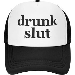 Drunk Slut Hat Unisex Adult Trucker Hats Adjustable Cap for Adults Classic Fishing Caps Black