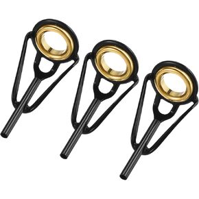 3 Pack Fishing Rod Tips Repair Kit - Stainless Steel Ring Guide Replacement, Corrosion-Resistant, Apply to Fishing Rod (1.4mm Tube Dia, Black)