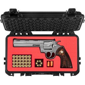 Tactical Hard Pistol Revolver Case - DIY Water & Shock Proof with Foam, TSA Approved - Gun Case for Revolver Case 13.3 * 8.2 * 4.3 inches