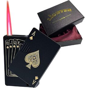 Lighte Metal Creative Poker Cool Lighter Storm Lighter Jet Flame Gas Butane Refillable, Sold Without Gas in Saudi Arabia