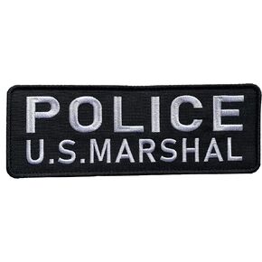 Embroidery Police US Marshal Patches for Tactical Vest (Black and Yellow, Large 8.5"x3")
