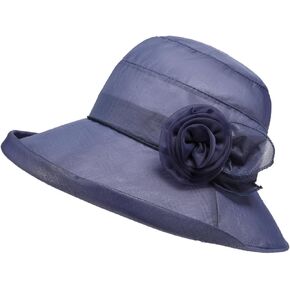 Women's Foldable Floral Bucket Hat Wide Brim Derby Church Wedding Fascinators Cloche Bowler Beach Sun Hat Derby Tea Party