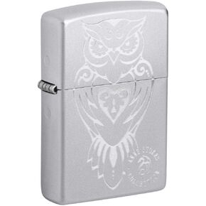 Zippo Lighter: Anne Stokes Engraved Owl - Satin Chrome 81199