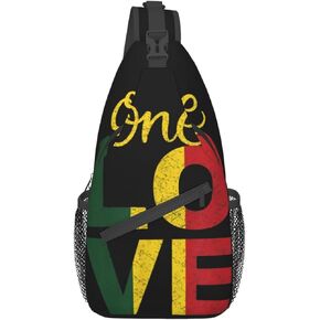 One Love Jamaican Rasta Reggae Crossbody Bags Women Men Cross Chest Bag Adjustable Sling Backpack Shoulder Bag For Cycling Travel Sport Hiking