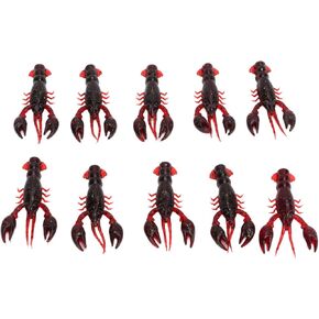 Fishing Lures, 10pcs PVC Flexible Crawdad Soft Fishing Lure, Shrimp Artificial Soft Lure Baits for Mandarin Fish, Black Fish, Perch, Carp Fishing(Sauce Red)