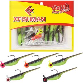 Crappie-Baits- Plastics-Jig-Heads-Kit-Shad-Fishing-Lures-for Crappie-Panfish-Bluegill-20Piece Kit - 15 Bodies- 5 Crappie Jig Heads