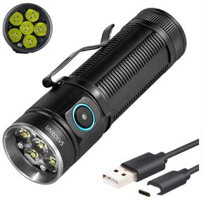 XC03 Pocket Flashlights High Lumens Max 3000 Lumen,Rechargeable Powerful Flashlight with High Powered 6* LED,5-Mode Flash Light,Compact Flashlight for Camping, Emergency.