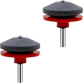 2Pcs Red Lawn Mower Blade Sharpener Tool Kit, Universal Wear Resistant, Rotary Mower Blade Sharpeners, Drill Attachment for Lawn Mowers