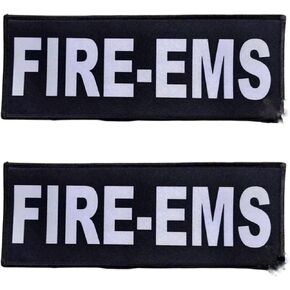 REDEMPTION TACTICAL 2 Pack FIRE-EMS 3x10 inch Patches for front and back of Vest Hook and Loop