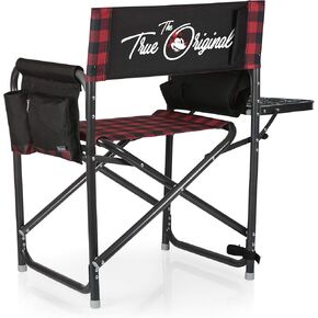 PICNIC TIME Disney Mickey Mouse Outdoor Directors Chair with Side Table, Beach Chair for Adults, Camping Chair with Table, (Red & Black Buffalo Plaid Pattern)