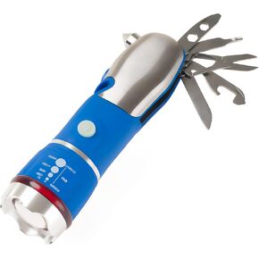 Stalwart 75-WL2005 Multi Tool LED Flashlight, All In One Tool Light For Emergency, Camping and Cars By (Blue) (With Glass Breaker and Seatbelt Cutter)