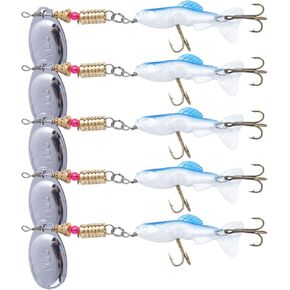 Fishing Lure Spinnerbait with Colorado Blades Bass Fishing Lures Spoon Lures with Treble Hooks for Freshwater Saltwater