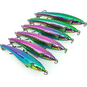 Offshore High Speed Trolling Fishing Lure 7" Saltwater Sinking Pencil lure with 4X Strong Treble Hooks and Heavy Duty Split Rings