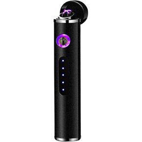 YOZWOO Electronic Lighter Rechargeable Plasma Arc Lighter Electronic Cute Mini Lighter Portable Cylindrical Charging Lighter for Men and Women Gift Box (Ice Black)