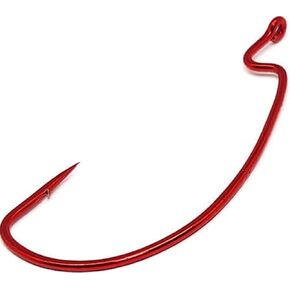 Gamakatsu Worm Hook, Size 3/0, Needle Point, Extra Wide Gap, Offset, Ringed Eye, Red, 25 per Pack
