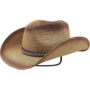 Straw Cowboy Hat for Women Straw Cowgirl Hats Beach Cowgirl Hat Western Hats for Women Vintage Cowboy Wide Brim Sun Hat