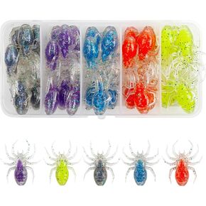Fishing Soft Plastic Lures, 35pcs Soft Plastic Baits Crappie Lures Crawfish Lure Swim Baits Soft Plastic Wacky Rig Carolina Rigged Texas Rigged Soft Lures Spider Lure for Bass Crappie Fishing