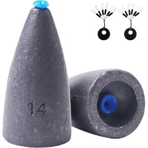 Worm Fishing Weights, 50/40/30/25/18 PCs, Bullet Sinkers with Soft Plastic Insert for Bass Fishing, CWSDXM Freshwater Saltwater Terminal Tackle, includes Weight Pegs, 1/8 3/17 1/4 3/8 1/2 oz