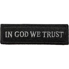 Tactical in GOD WE Trust Morale Tab Patch 1"x3 3/4" - Black - by Ranger Return (RR-TACT-IGOD-00WE-TRST-0TAB-BLCK)