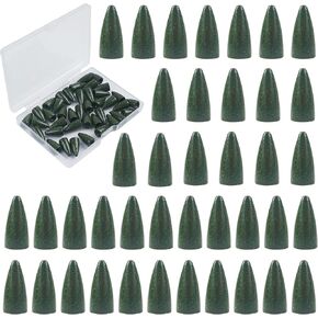 Bullet Fishing Sinker Weights,40pcs Fising Worm Weights Slip Sinkers Painted Flipping Fishing Weights for Bass Fishing Texas Rigs Saltwater Freshwater Fishing Tackle