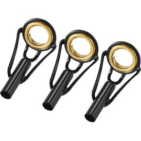 3 Pack Fishing Rod Tips Repair Kit - Stainless Steel Ring Guide Replacement, Corrosion-Resistant, Apply to Fishing Rod (3.6mm Tube Dia, Black)