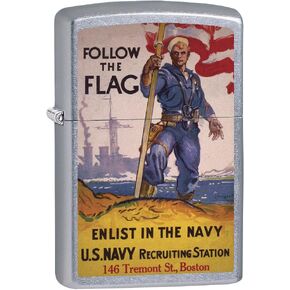 Zippo Lighter: Military Poster, US Navy Follow The Flag - Street Chrome 79368
