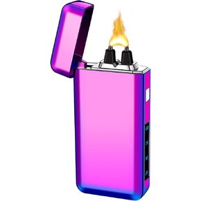 SKRFIRE Electric Lighter USB Type-C Rechargeable Plasma Arc Lighter, Windproof Torch Lighter High Power Flame Candle Lighter with LED Battery Indication for Camping, Hiking, Traveling (Blue)