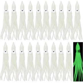 Fishing Squid Skirts Octopus Lures, Glow Soft Plastic Fishing Bait Trolling Lure Saltwater for Bass Salmon Trout Multicolored 7cm 9cm 11cm