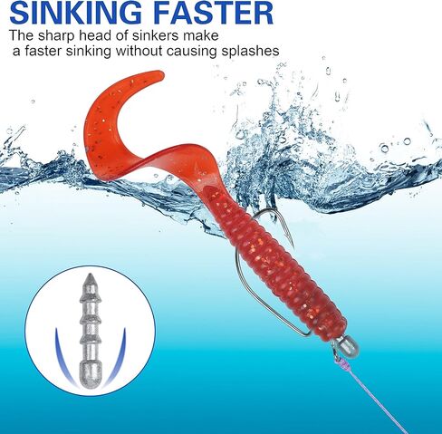 Fishing Weights Nail Weights for Bass Fishing, 40pcs Wacky Worm Weights Insert Sinkers Fishing Weights Tackle for Plastic Worms Lures Wacky Rig and Neko Rig Bass Fishing in Saudi Arabia