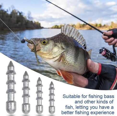 Fishing Weights Nail Weights for Bass Fishing, 40pcs Wacky Worm Weights Insert Sinkers Fishing Weights Tackle for Plastic Worms Lures Wacky Rig and Neko Rig Bass Fishing in Saudi Arabia