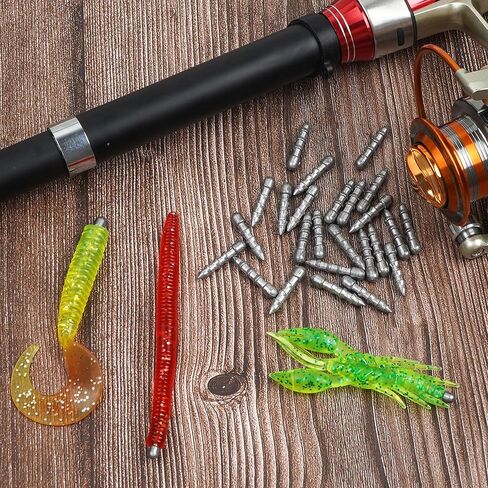 Fishing Weights Nail Weights for Bass Fishing, 40pcs Wacky Worm Weights Insert Sinkers Fishing Weights Tackle for Plastic Worms Lures Wacky Rig and Neko Rig Bass Fishing in Saudi Arabia